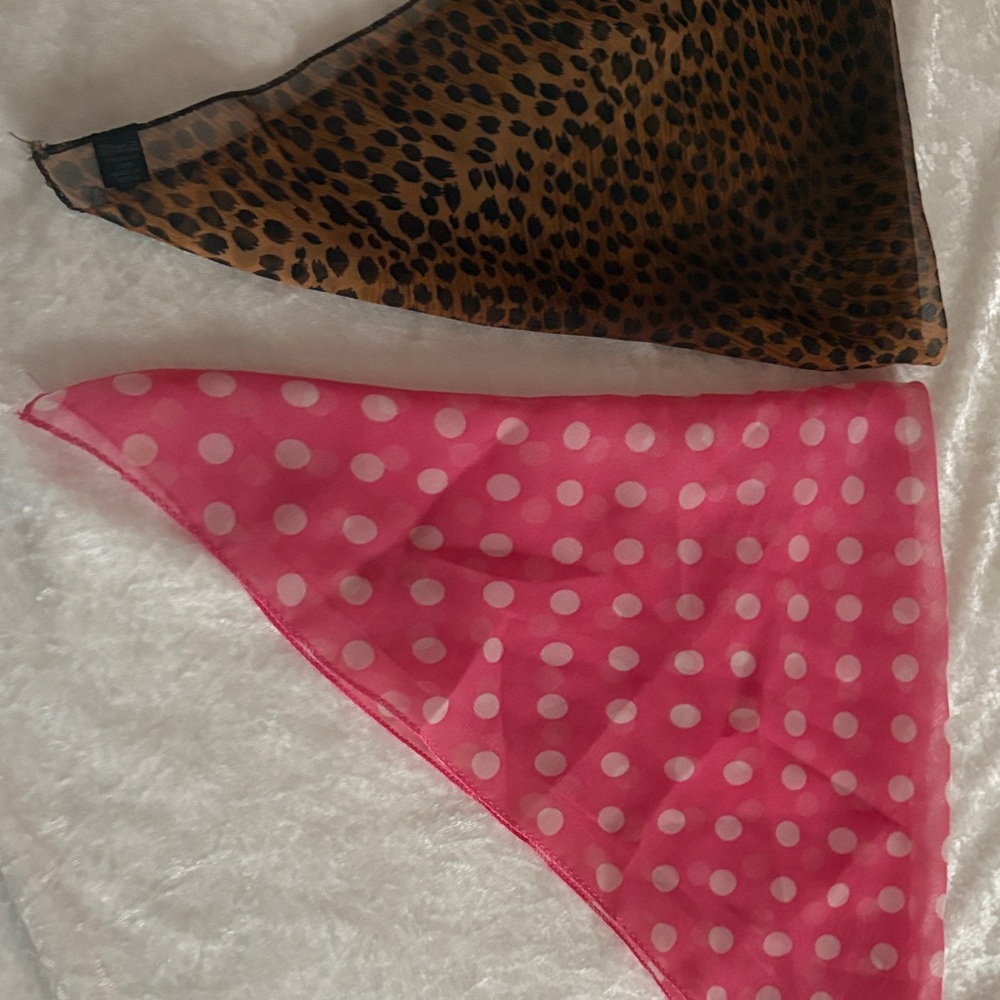 Leopard and Pink Polka Dot Scarf Set